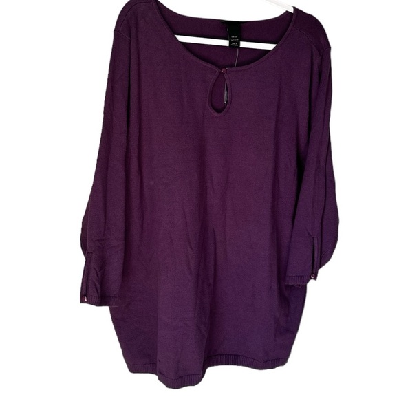Lane Bryant sweater knit purple 3/4 sleeves key hole front lightweight NEW - Picture 1 of 3